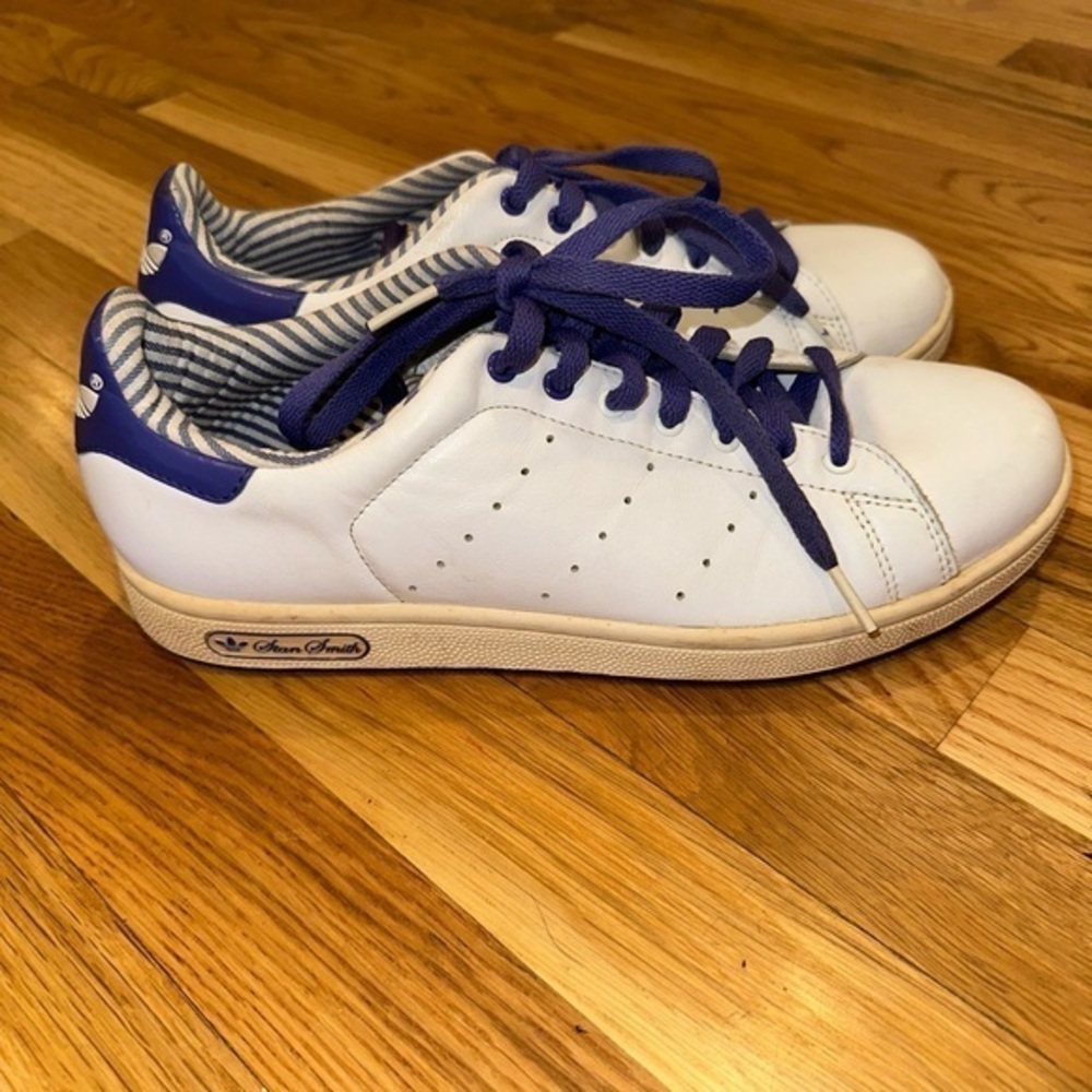 Rare ADIDAS Originals Stan Smith Women's Purple/White‎  Striped  Size 9.5. Clean
